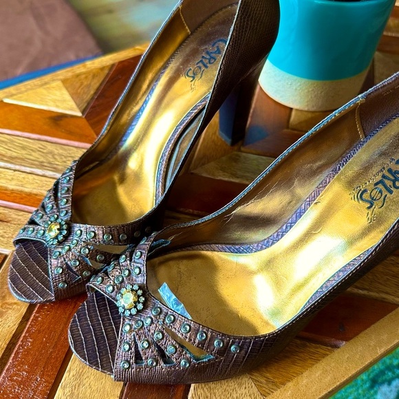 Carlos Santana “Mystique”, peep toe, Bonze 8.5 - Picture 5 of 7